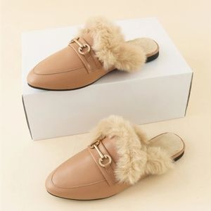 NWOT Women's Fuzzy Flat Mules - Size 7.5